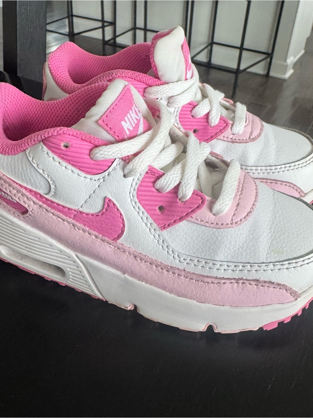 Nike Kids White and Pink Air-Style Sneakers